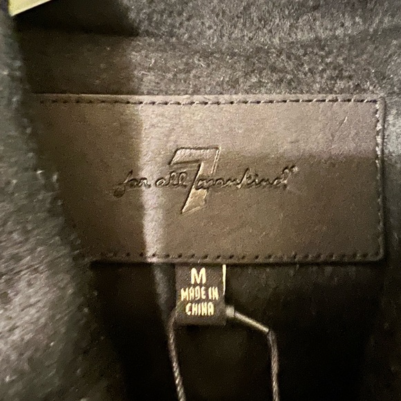 JET BLACK WOOL BLEND COAT BY 7 FOR ALL MAN KIND… SIZE MEDIUM… NEW WITH TAGS. - Picture 9 of 14
